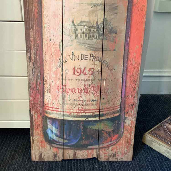 Wine Bottle Vinyl Art on Wooden Panels