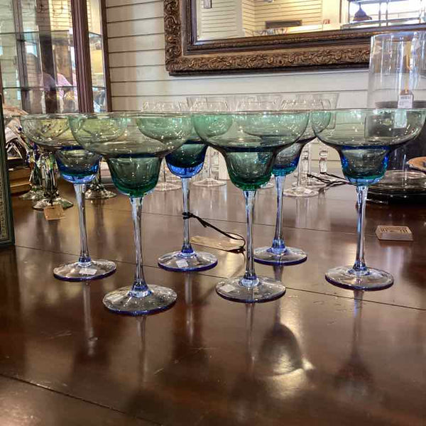 Blue Margarita Glasses - Set of 6