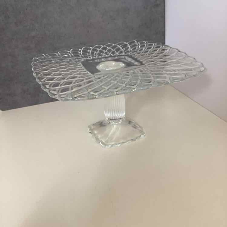 Square Glass Pedestal Plate