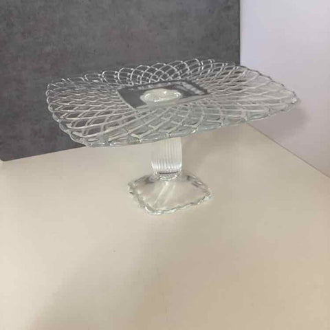 Square Glass Pedestal Plate