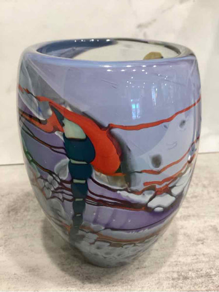 Multi-Color (Blue) Art Glass Vase