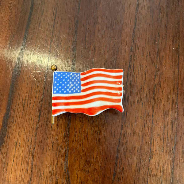 Limoges American Flag Trinket Box