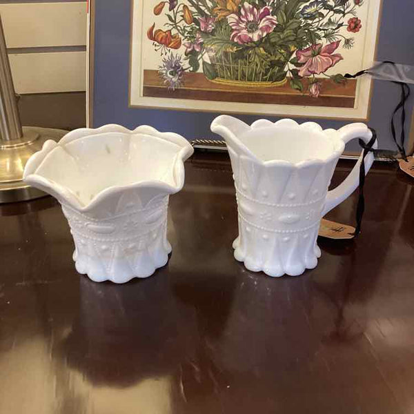 Milk Glass Creamer and Sugar
