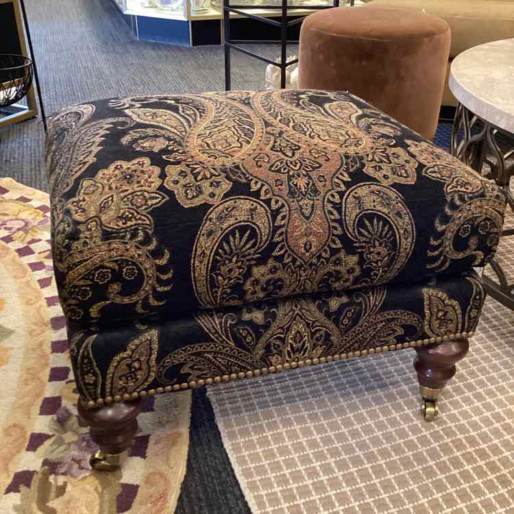 Pearson Black Paisley Ottoman