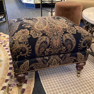 Pearson Black Paisley Ottoman