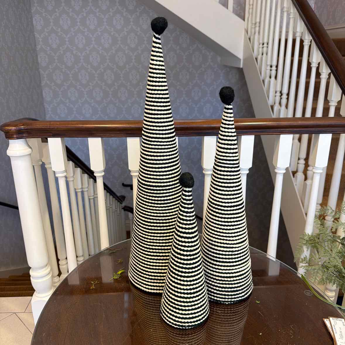 3 Black/White Fiber Christmas Trees