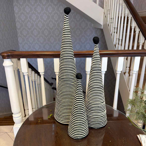 3 Black/White Fiber Christmas Trees