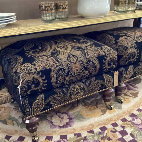 Pearson Black Paisley Ottoman