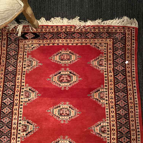 "As Is" Red And Black Pakistan Handknotted Rug