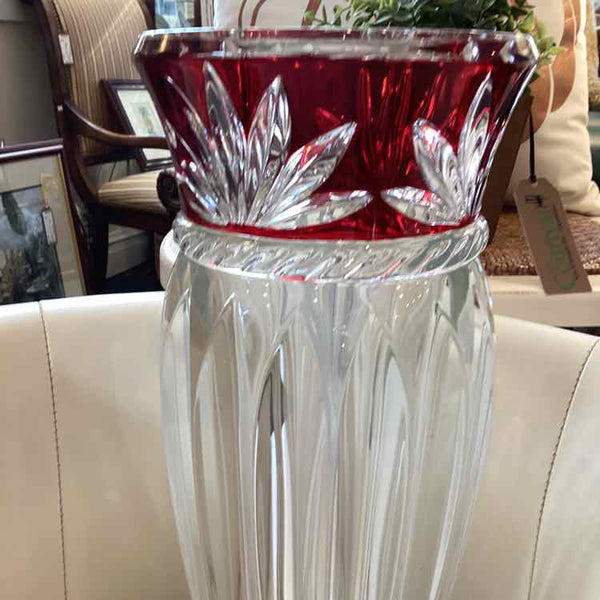 Crystal Mikasa Vase w/ Red Design