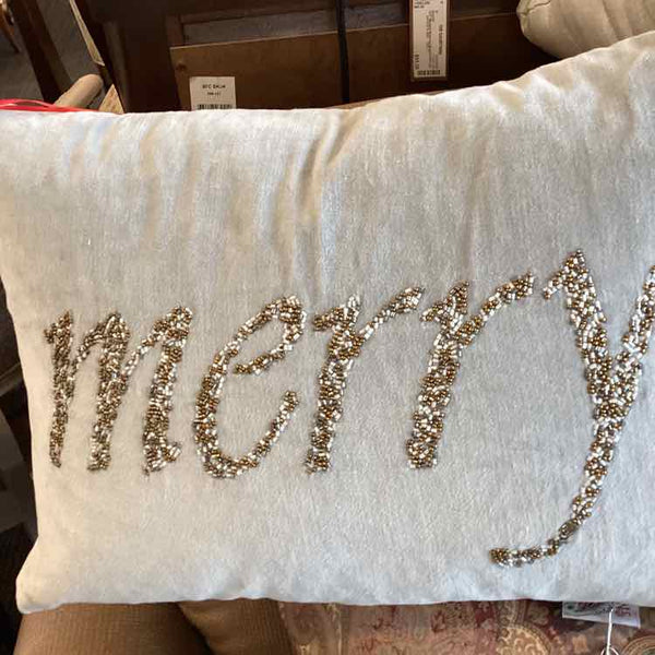 Blue Pillow Beaded "Merry"