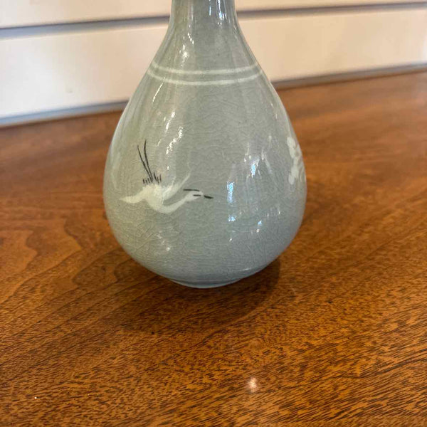 Green Crackle Bud Vase