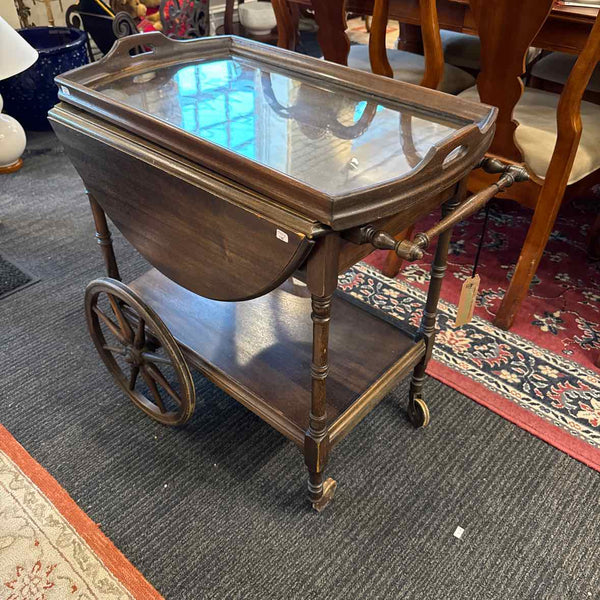 Mahogany Tea Table with Glass Tray