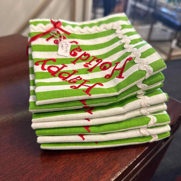 Eight Christmas Cocktail Napkins