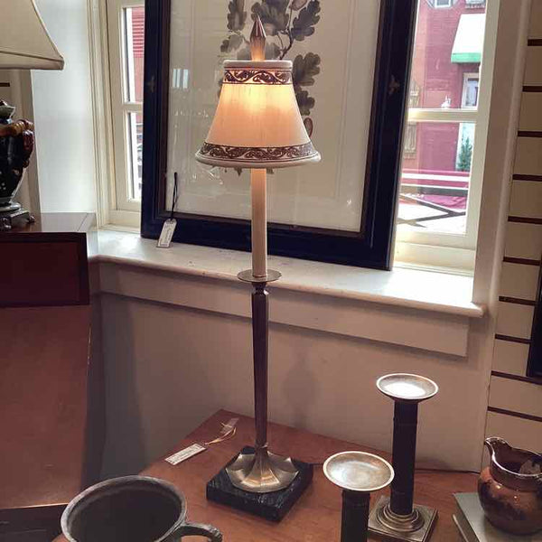 34"x6" Pair Of Marble Base Brass Lamps