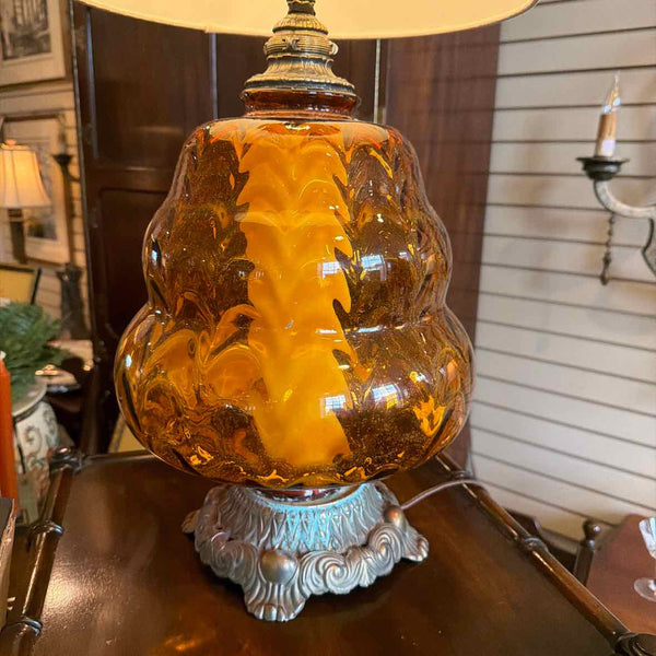Amber Glass 3-Way Lamp