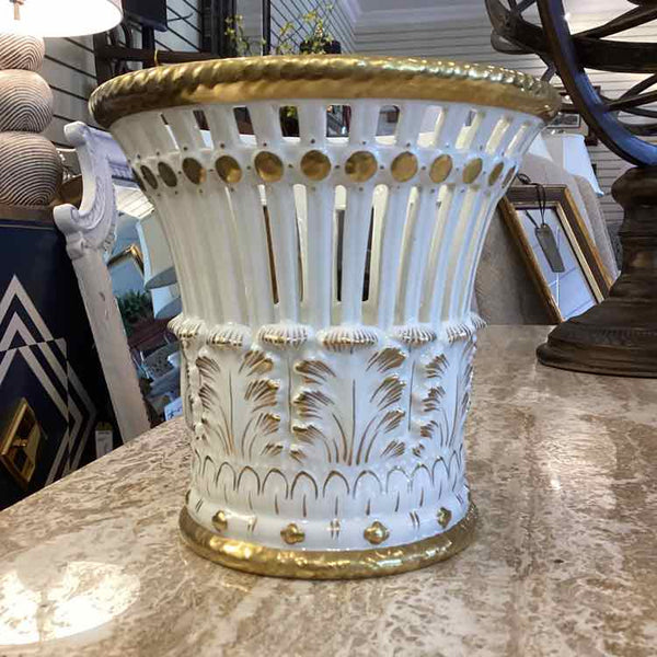 Porcelain Basket With Gold Detailing