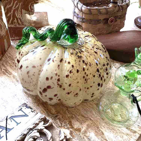 Pale Yellow Pumpkin With Green Stem