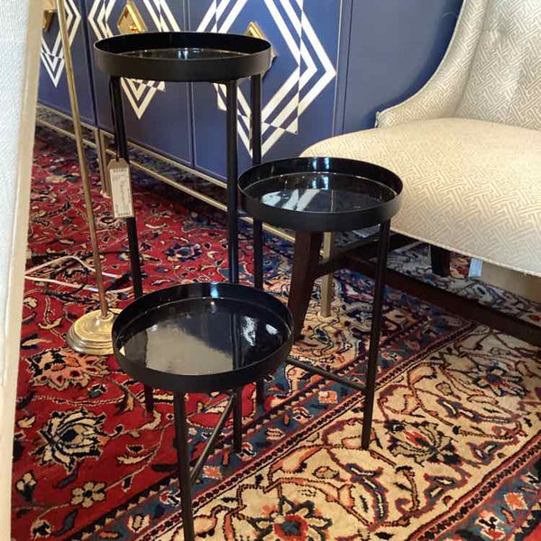 Three Tier Black Metal Plant Stand
