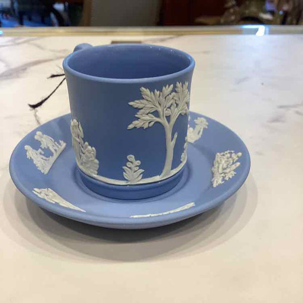 Wedgwood Blue Jasperware Demitasse Cup & Saucer