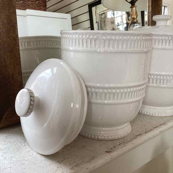 Set of 2 White Bianca Lidded Jars by American Atelier