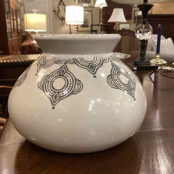 White Vase With Gray Tribal Pattern