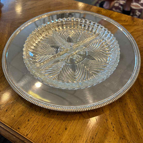 Two Piece Silverplate Dish And Tray