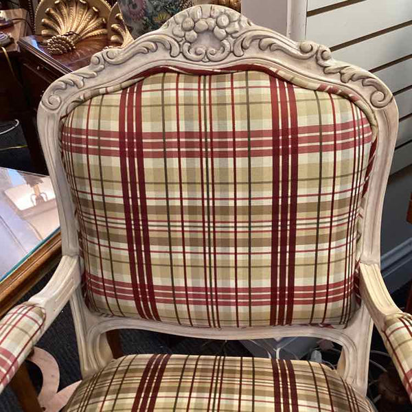 Red, Cream Green Plaid Arm chair