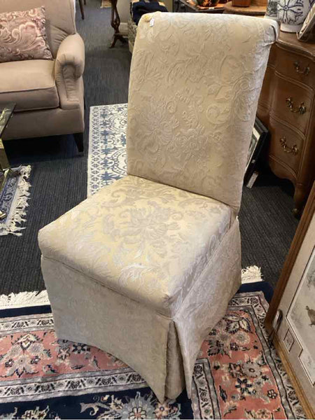 Gold Upholstered Skirted Dining Chair