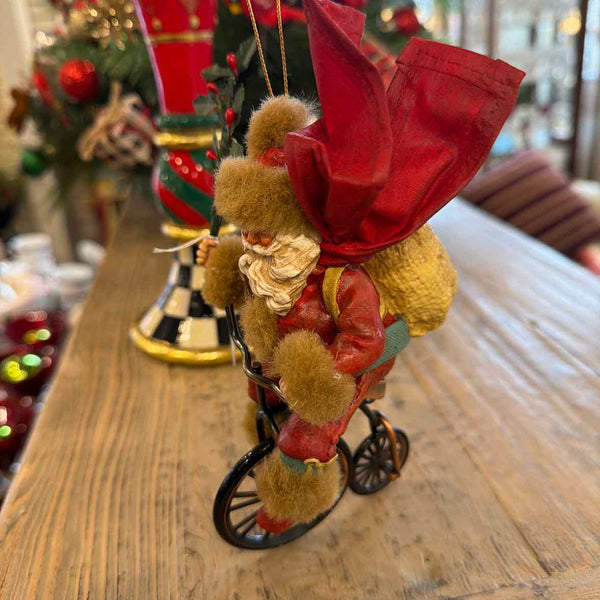 Santa on a Bicycle Ornament