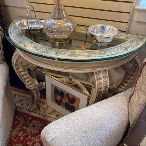 Demilune Table with Glass Top