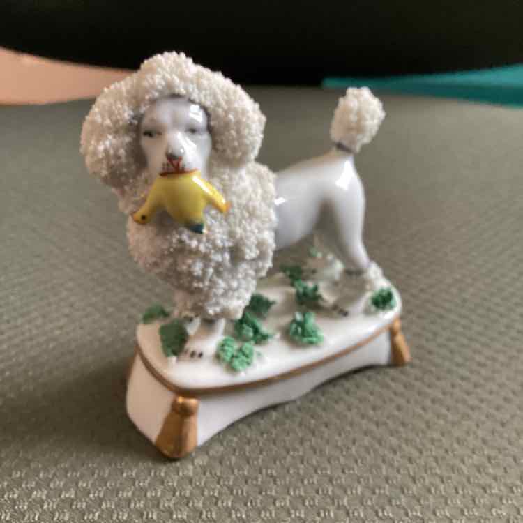Antique Porcelain White Poodle - Chelsea (Germany)