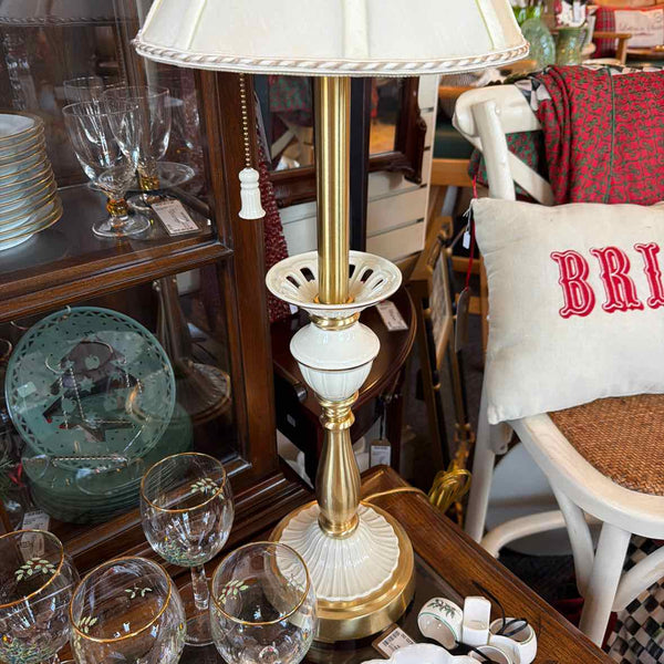 Pair of Lenox Cream & Gold Lamps