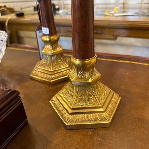 Pair Of Brass And Metal Candlesticks