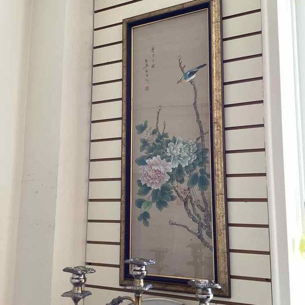 Framed Floral Painting on Silk