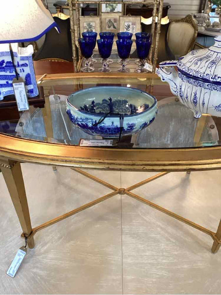 Hickory Chair Oval Gold & Glass Coffee Table