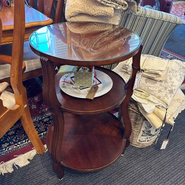 Round 3 Tier Hickory Chair Side Table