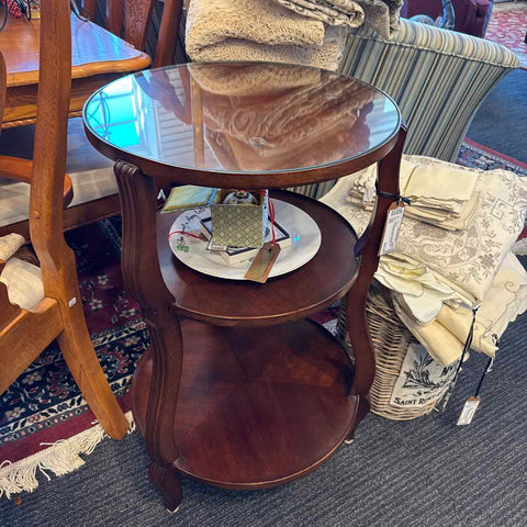 Round 3 Tier Hickory Chair Side Table
