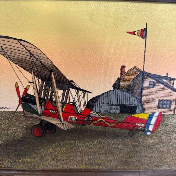 Bi Plane At Hangar Giclee