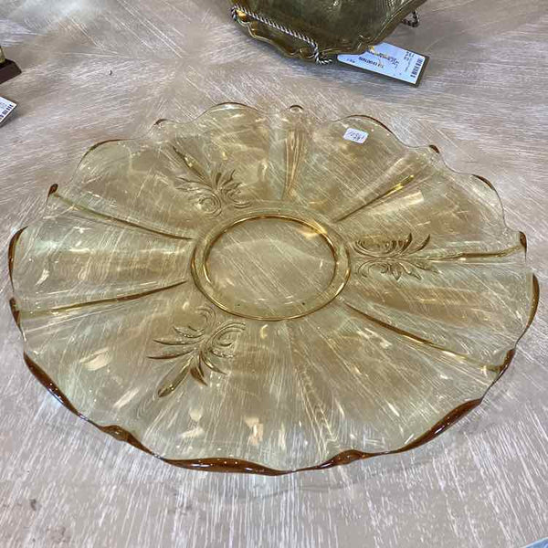 Amber Pressed Glass Tray