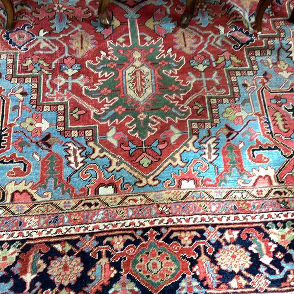 Multi-Color Heriz Rug with Pad