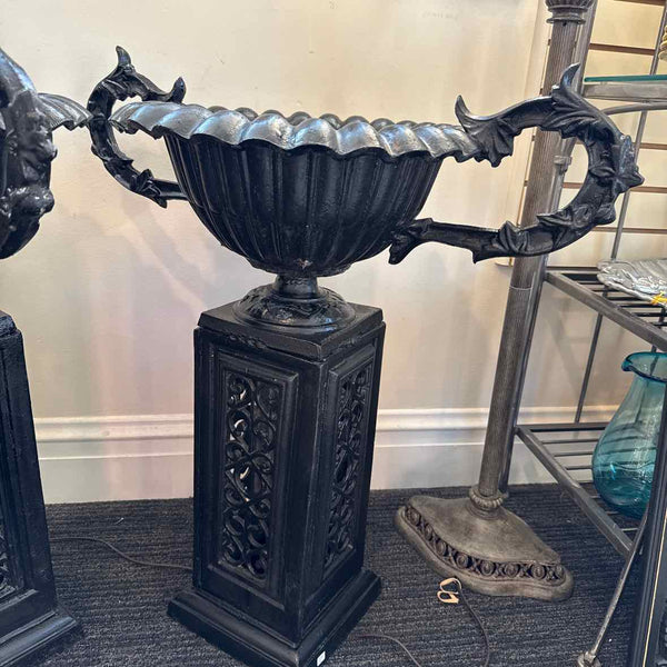Black Metal Urn on Pedestal