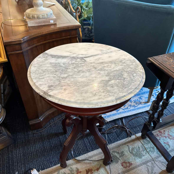 Mahogany And Marble Side Table