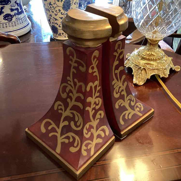 Pair of Burgundy & Gold Bookends