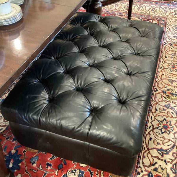 Black Leather Tufted Ottoman