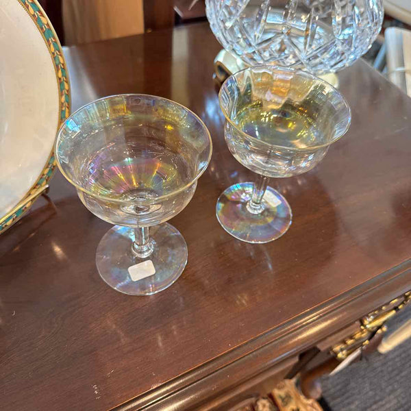 12 Iridescent Vintage Champagne Glasses
