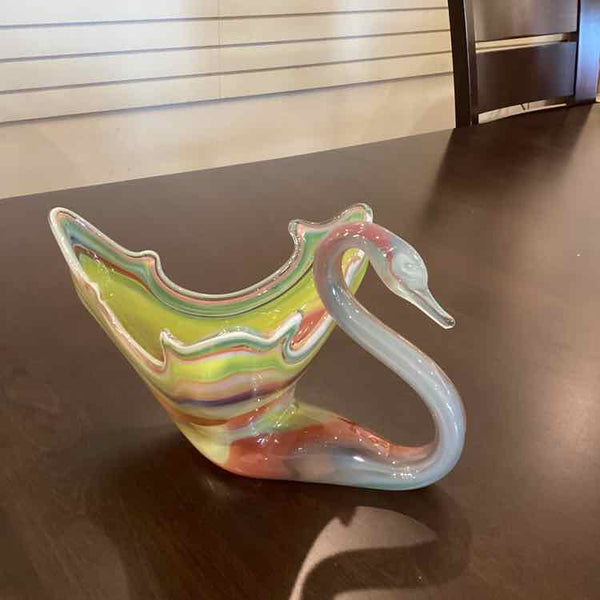 Murano Style Glass Swan Bowl