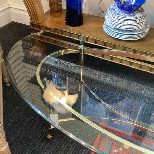 Oval Glass Top Brass Base Table