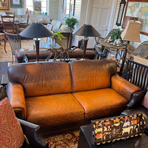 Acid Washed Leather Sofa