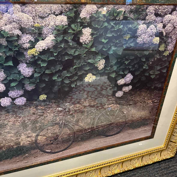 Print of Flowers w/Bike - Gold Frame